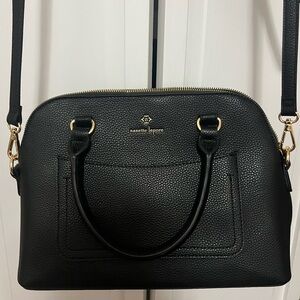 Nanette Lepore Black Pebbled Leather Satchel with Gold Hardware